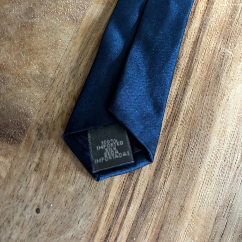 Zylos George Machado Men's Necktie Plain Solid Blue 100% Imported Silk W4